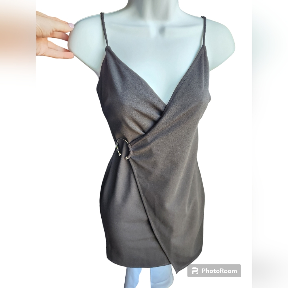 Lulus Black Short Dress Embellished Adjustable Spaghetti Straps Size XS